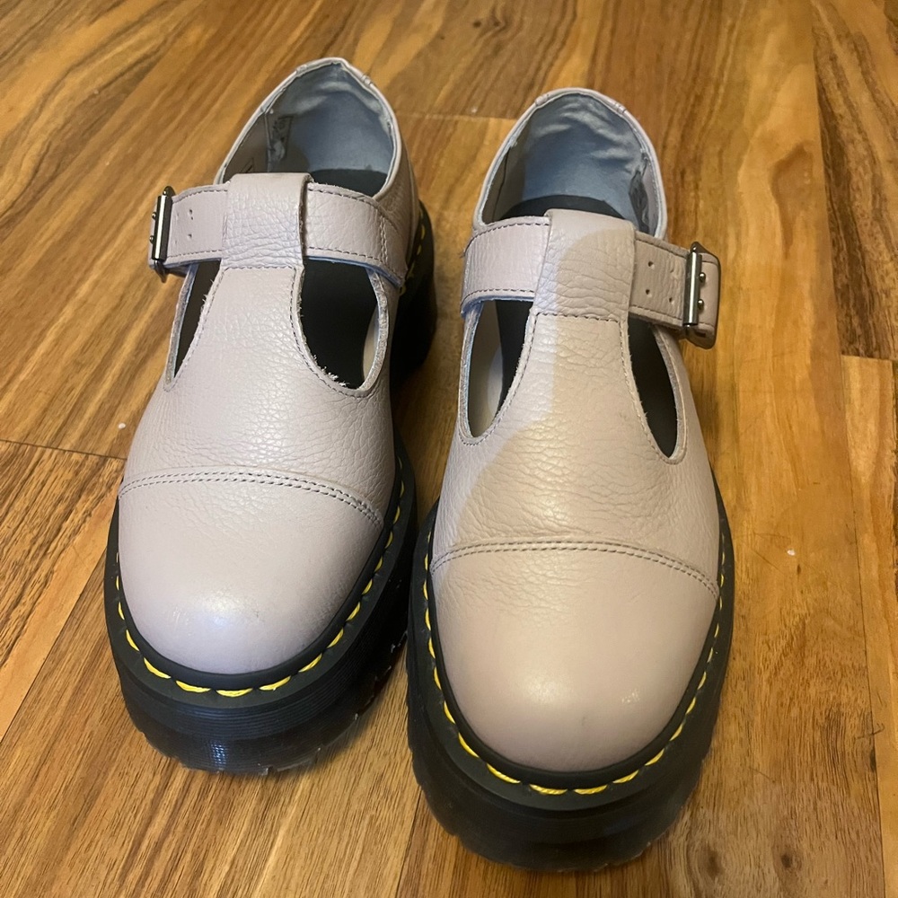 Dr. Martens Bethan Leather platform Mary Jane’s in bone khaki